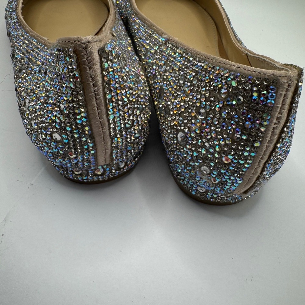 Betsey Johnson Rhinestone Pointed Toe Flats Bridal Silver 7.5M - Picture 5 of 7